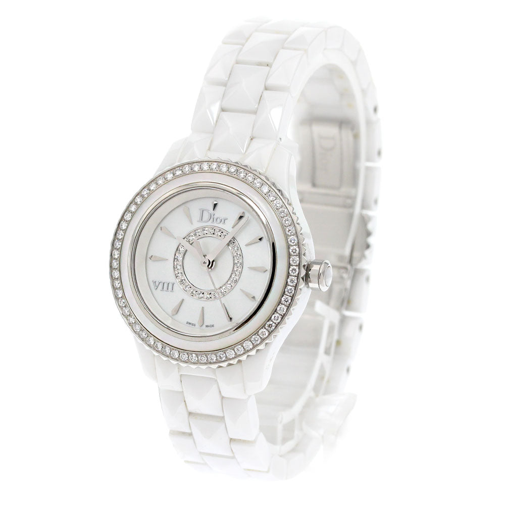 Dior VIII Onyuit CD1221E6 Bezel Diamond White shell Dial Quartz Ladies Watch_849822