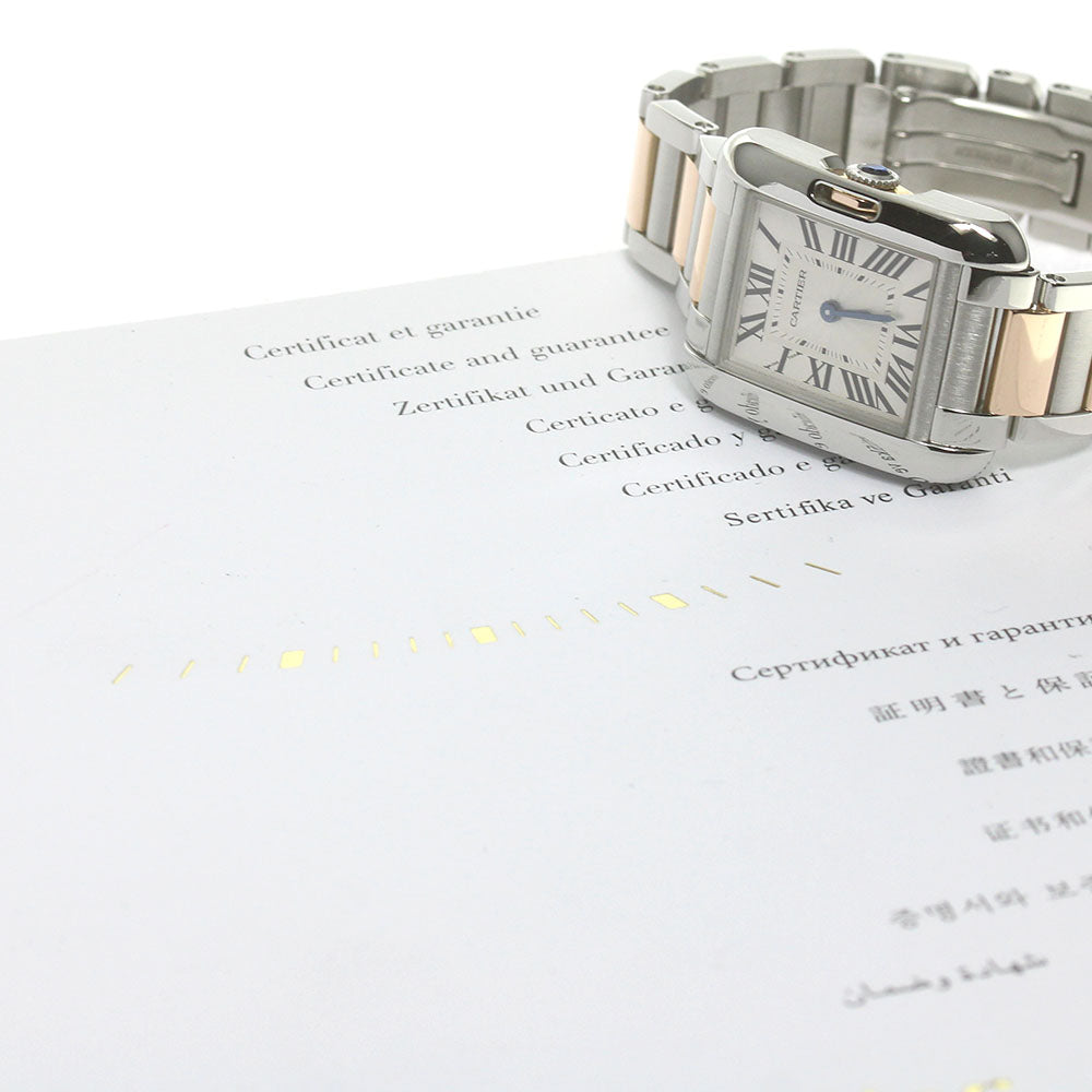 CARTIER Tank Anglaze SM W5310019 PG2 tone Silver Dial Quartz Ladies Watch_850006