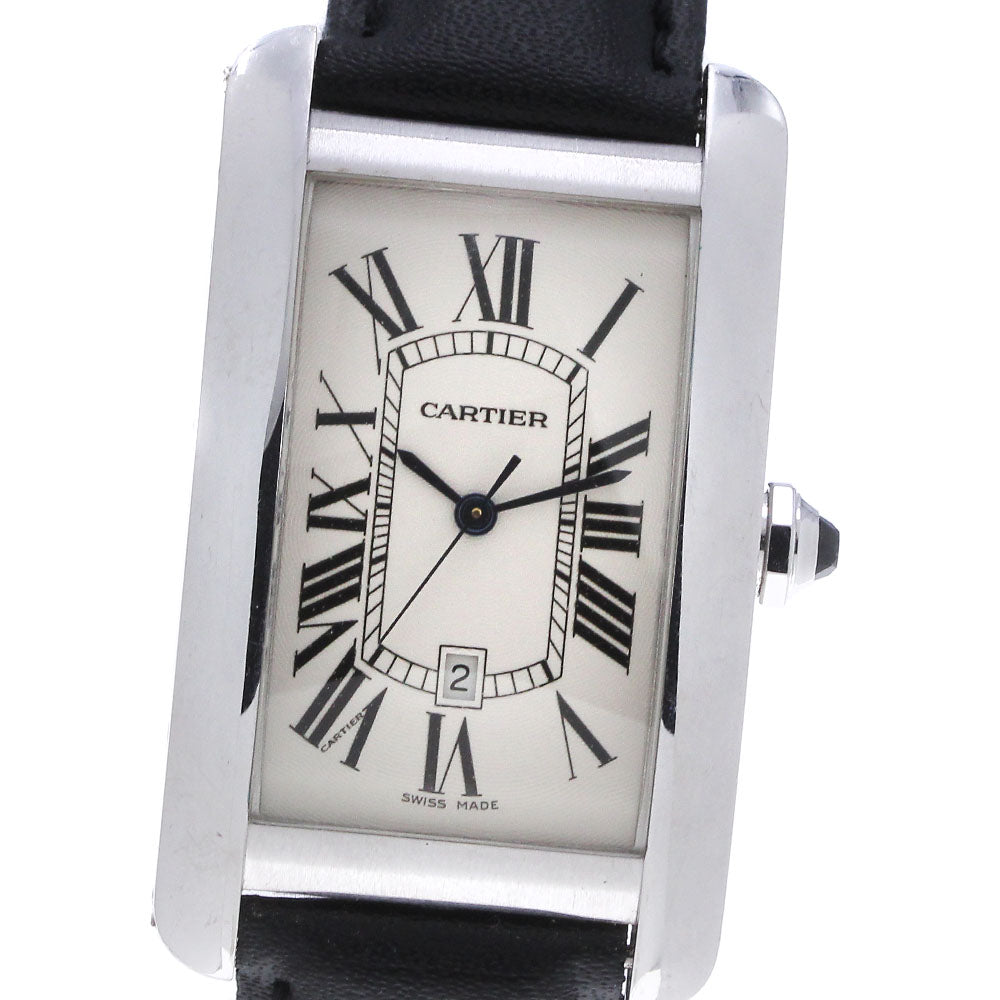 CARTIER Tank AmericanLM W2603256 K18WG Silver Dial Automatic Men's Watch_850072
