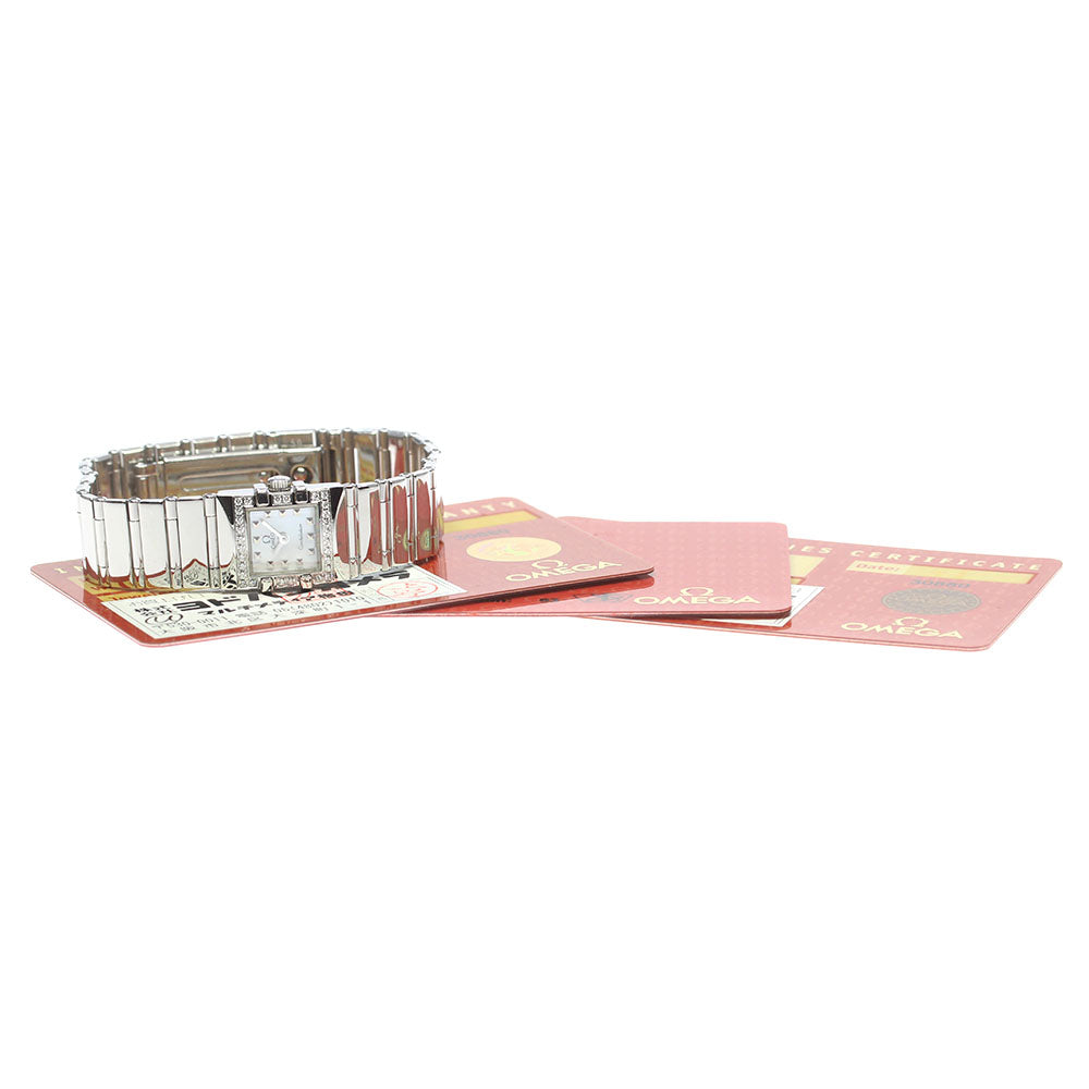 OMEGA Constellation Carre Quadra 1537.71 Diamond Bezel White shell Dial Quartz Ladies Watch_850133