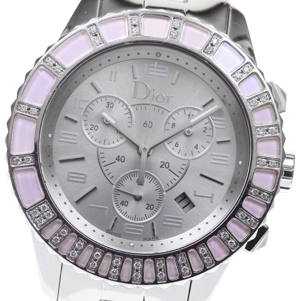 Dior crystal CD114135 Diamond Bezel Silver Dial Quartz Men's Watch_850226