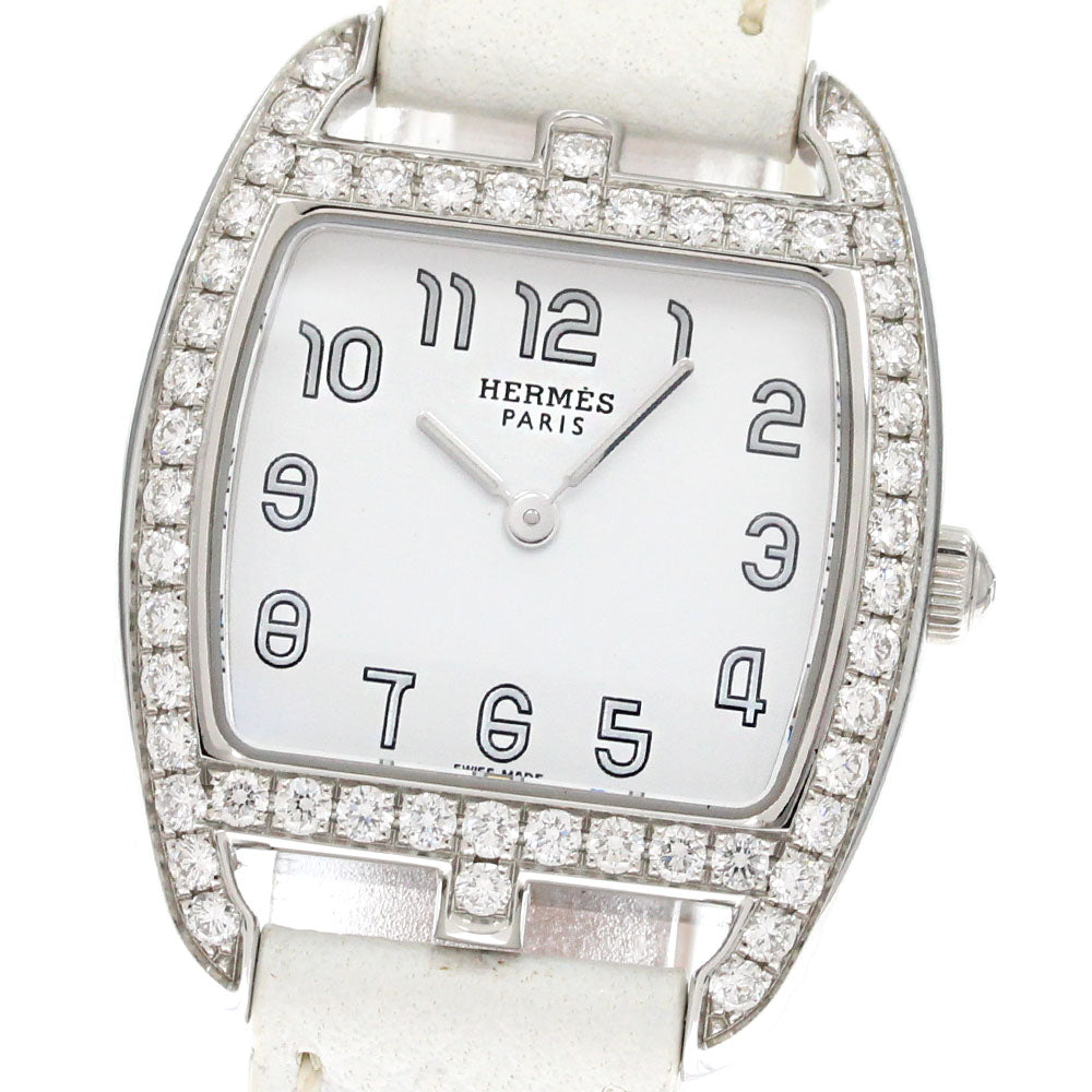 HERMES Cape Cod CT1.230 Diamond Bezel White Dial Quartz Ladies Watch_860044