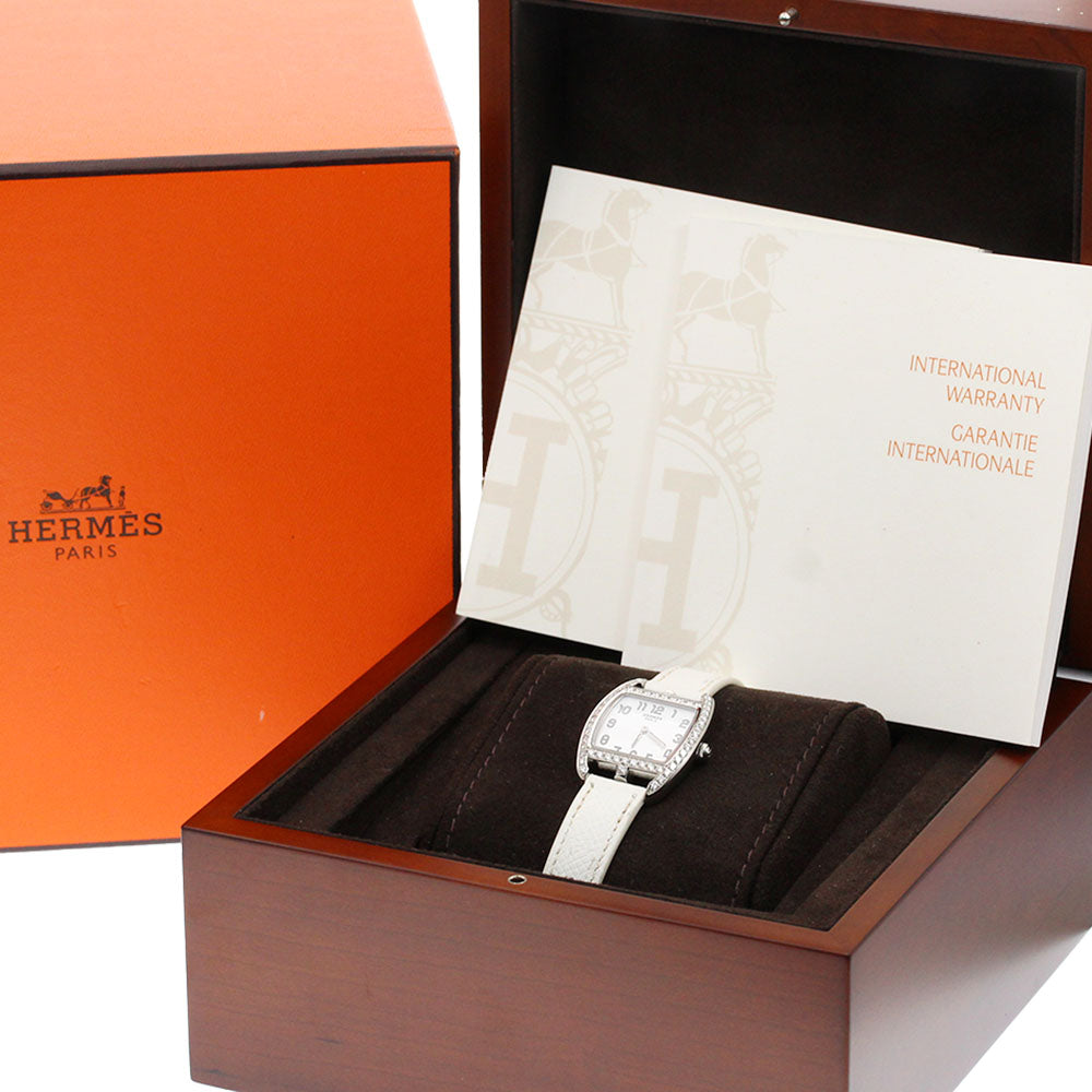 HERMES Cape Cod CT1.230 Diamond Bezel White Dial Quartz Ladies Watch_860044