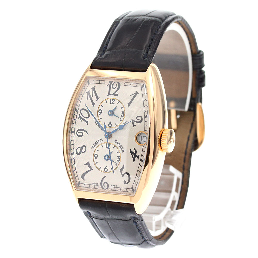 FRANCK MULLER Tonneau Curvex Master Bunker 5850MB 18K Pink Gold Silver Dial Automatic Men's Watch_860124