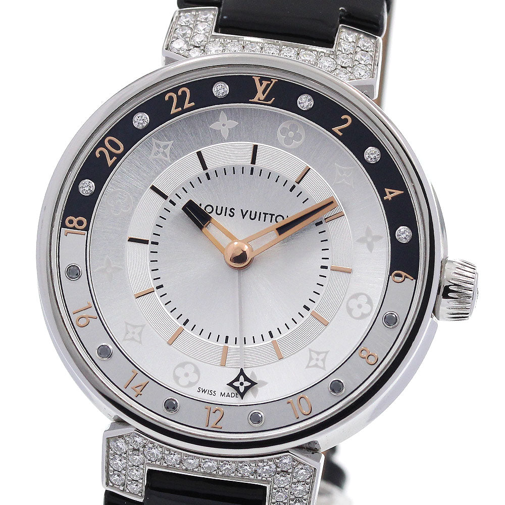LOUIS VUITTON Tambour Moon Dual Time MM QA108 GMT Quartz Ladies Watch_860284