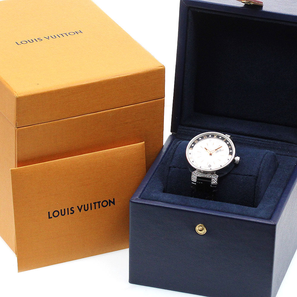 LOUIS VUITTON Tambour Moon Dual Time MM QA108 GMT Quartz Ladies Watch_860284