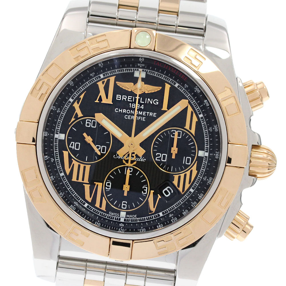 BREITLING Chronomat44 CB0110 K18PG2 tone black Dial Automatic Men's Watch_860314