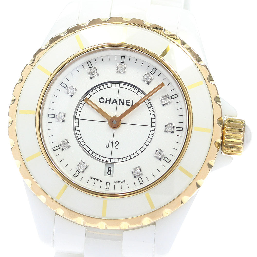 CHANEL J12 H2181 White ceramic 11P diamond PG bezel Quartz Ladies_860340