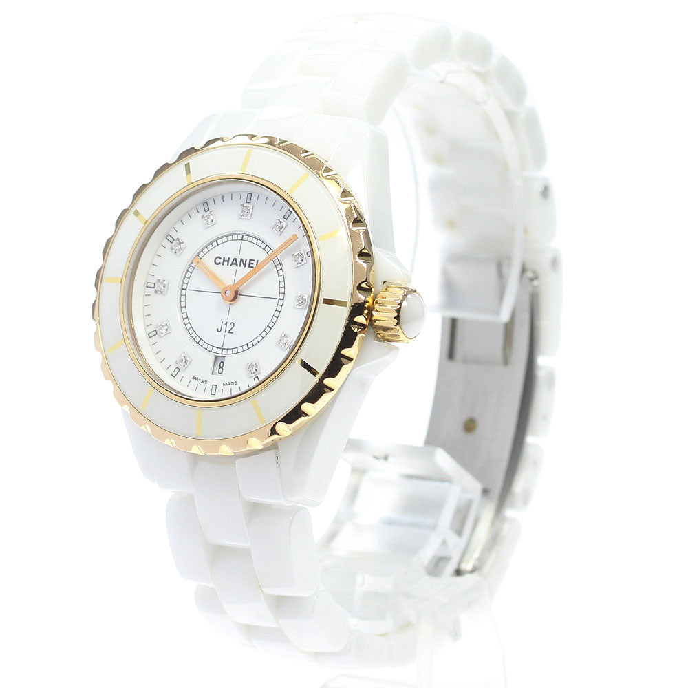 CHANEL J12 H2181 White ceramic 11P diamond PG bezel Quartz Ladies_860340