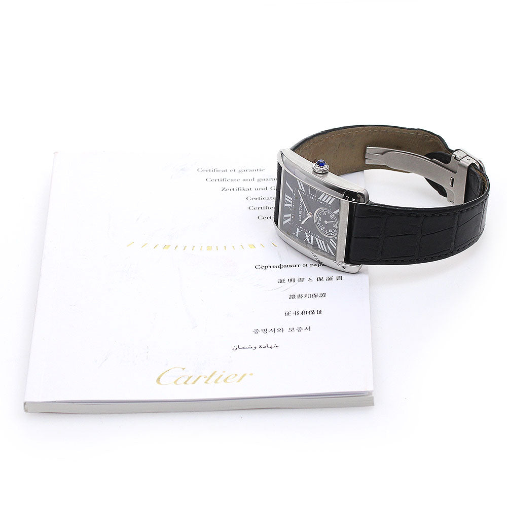 CARTIER Tank MC W5330004 Date Small Second black Dial Automatic Men's Watch_860381