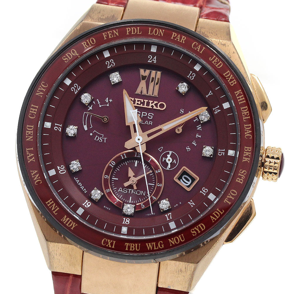 SEIKO Limited to 500 Astron Executive Lines SBXB158/8X53-0BA0-2 10P diamond Red Dial Solar Powered Radio Men's Watch_860475