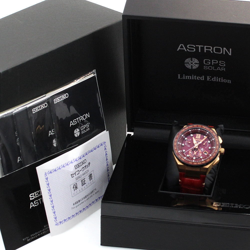SEIKO Limited to 500 Astron Executive Lines SBXB158/8X53-0BA0-2 10P diamond Red Dial Solar Powered Radio Men's Watch_860475