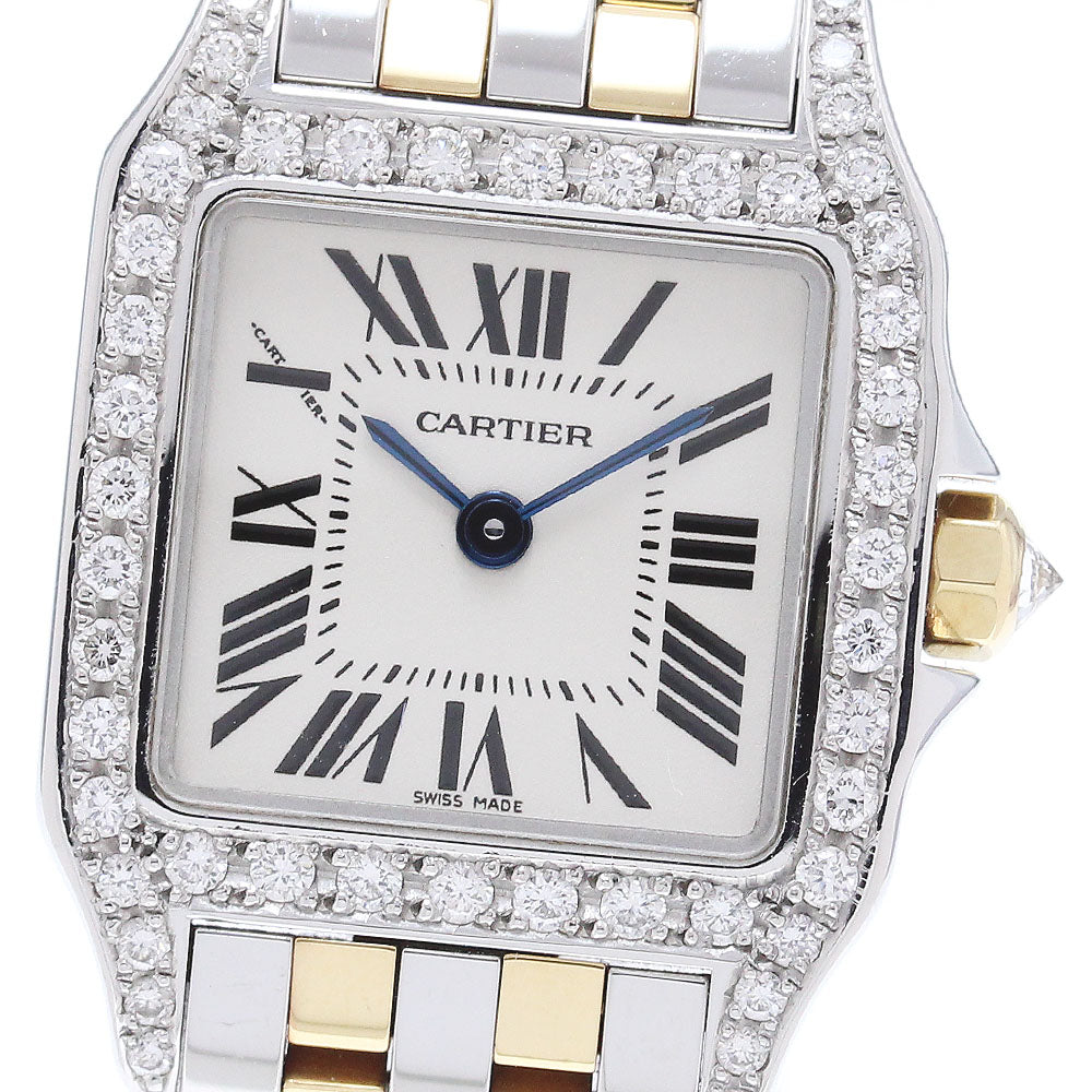 CARTIER Santos demoiselle W25066Z6 After diamond beige Dial Quartz Ladies Watch_860508