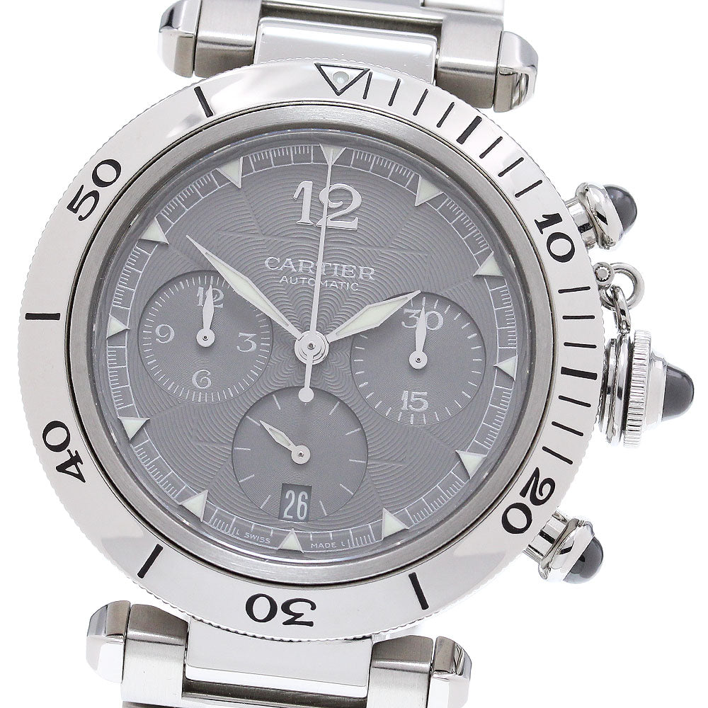 CARTIER Pasha 38 W3107355 Date Chronograph gray Dial AT Men's Watch_860523