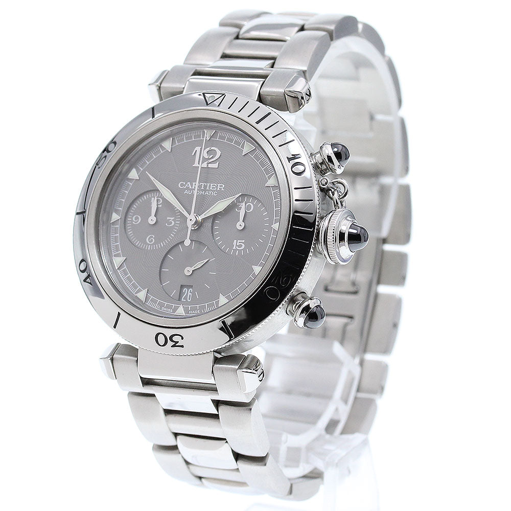 CARTIER Pasha 38 W3107355 Date Chronograph gray Dial AT Men's Watch_860523