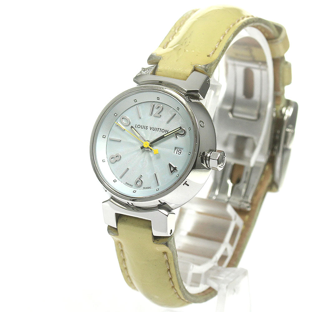 LOUIS VUITTON Tambour Q121V Date Ice blue Dial Quartz Ladies Watch_860614