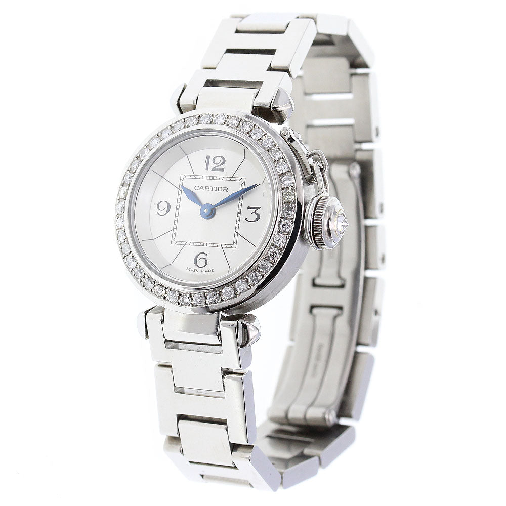 CARTIER Miss Pasha W3140007 After diamond bezel Silver Dial Quartz Ladies Watch_860865