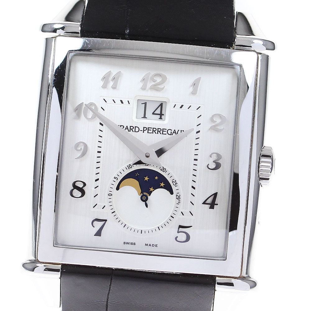 GIRARD PERREGAUX Vintage 1945 XXL Large 25882-11-121-BB6B Date Moon Phase Silver Dial Automatic Men's Watch_860904