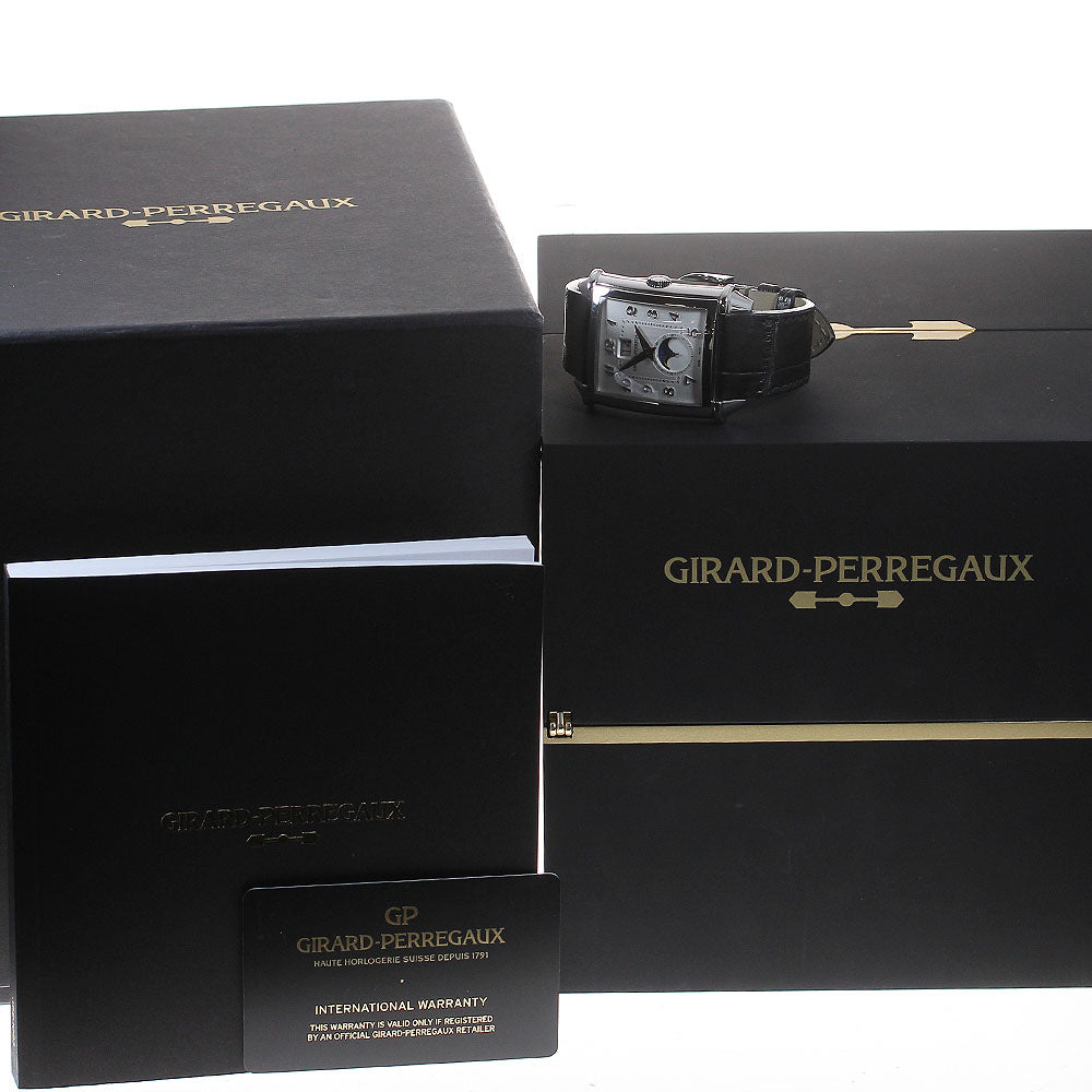 GIRARD PERREGAUX Vintage 1945 XXL Large 25882-11-121-BB6B Date Moon Phase Silver Dial Automatic Men's Watch_860904