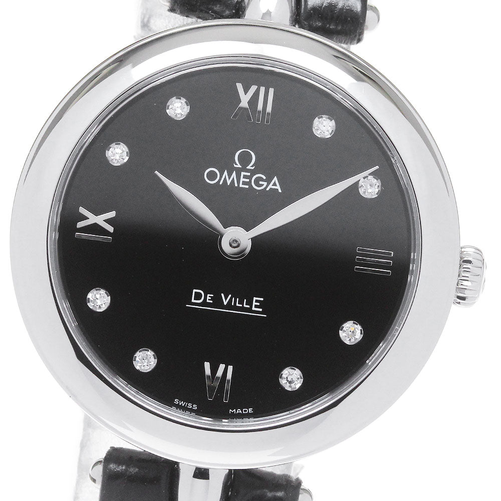 OMEGA De Ville Prestige Dewdrop 424.13.27.60.51.001 8P diamond black Dial Quartz Ladies Watch_860930