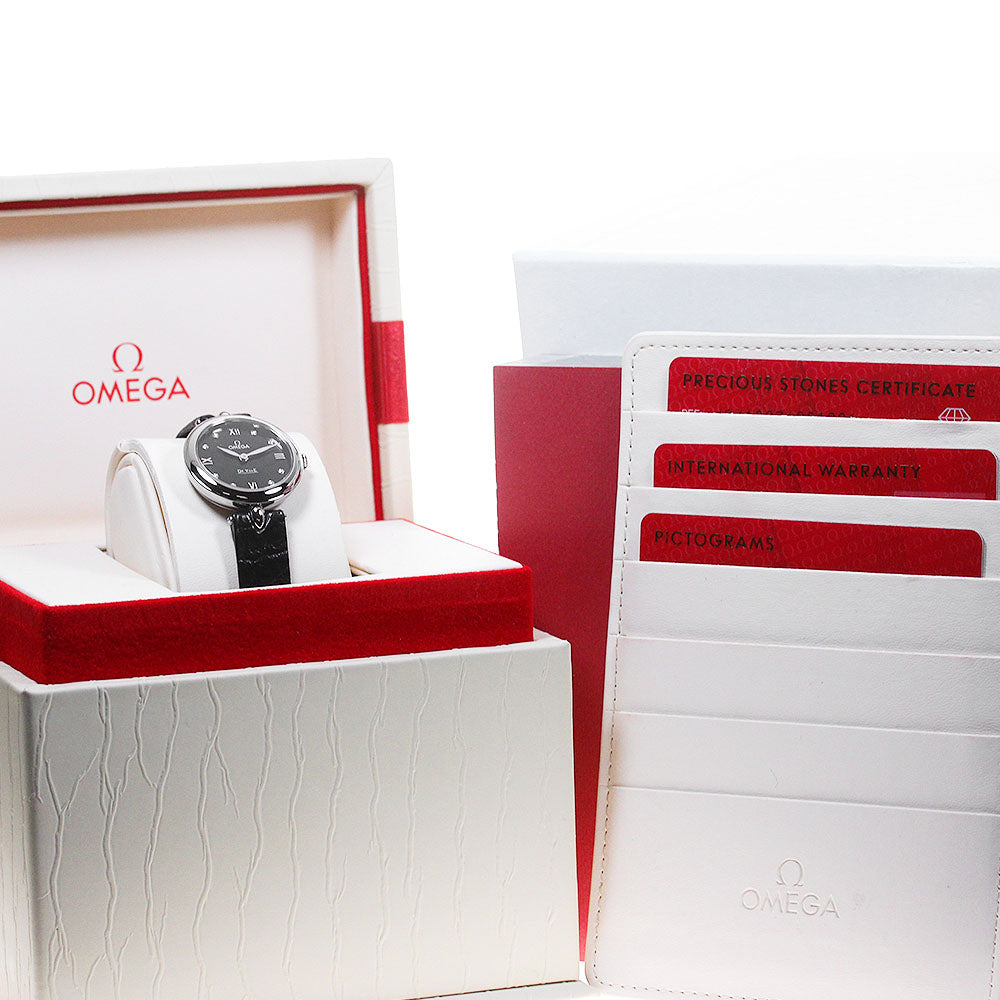 OMEGA De Ville Prestige Dewdrop 424.13.27.60.51.001 8P diamond black Dial Quartz Ladies Watch_860930