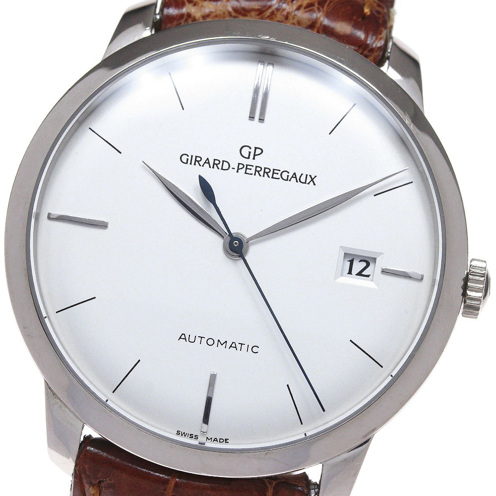 GIRARD PERREGAUX 1966 49525-53-131-BK6A K18WG Date Silver Dial Automatic Men's Watch_860974