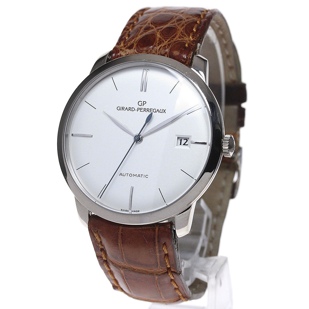 GIRARD PERREGAUX 1966 49525-53-131-BK6A K18WG Date Silver Dial Automatic Men's Watch_860974