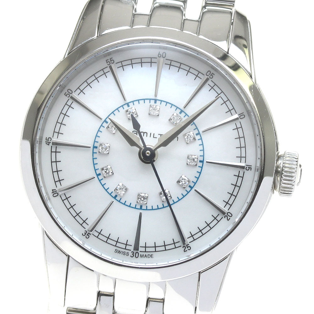 HAMILTON Rail road H403110 12P diamond White shell Dial Quartz Ladies Watch_861017