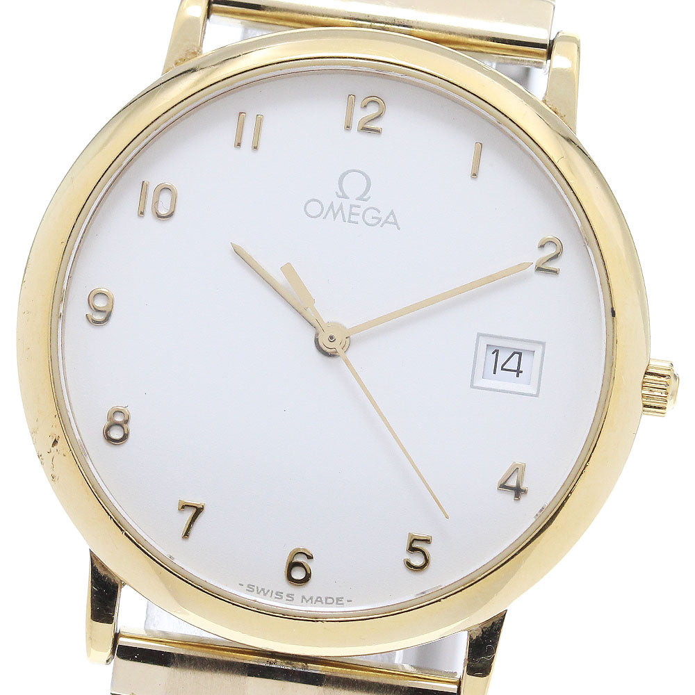 OMEGA De Ville YG bezel date white Dial Quartz Men's Watch_861022