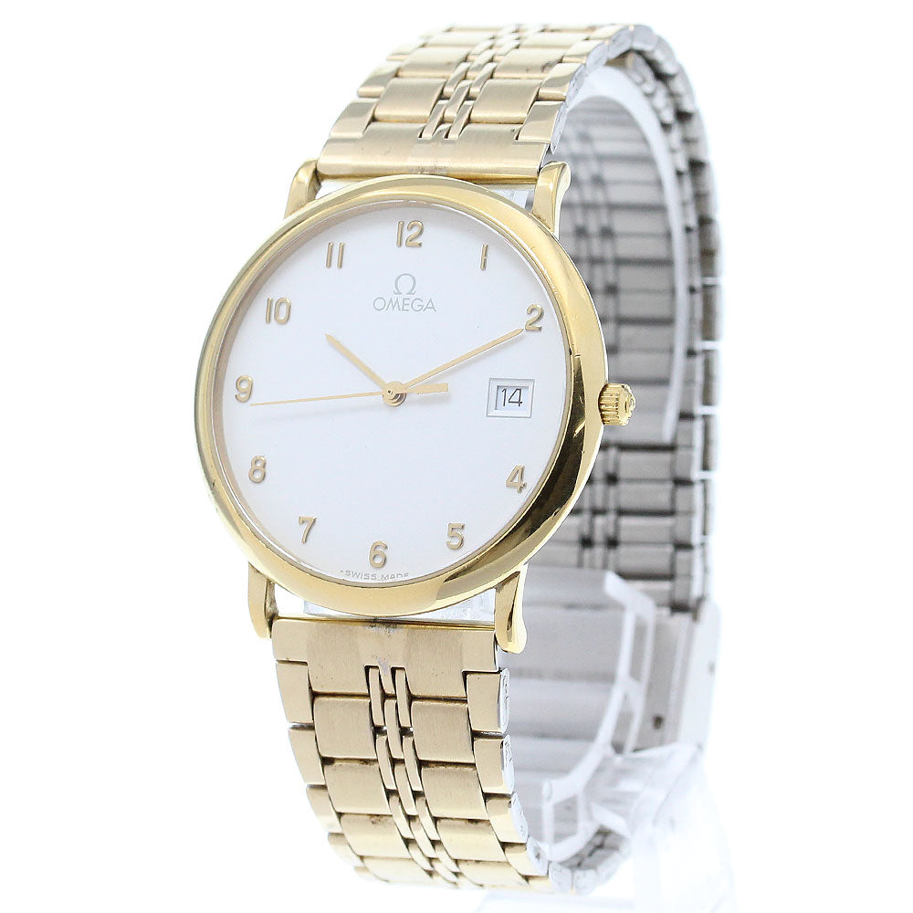 OMEGA De Ville YG bezel date white Dial Quartz Men's Watch_861022