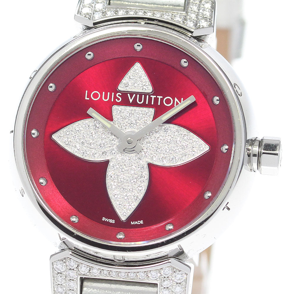 LOUIS VUITTON Tambour Forever Q121L diamond Red Dial Quartz Ladies Watch_861034