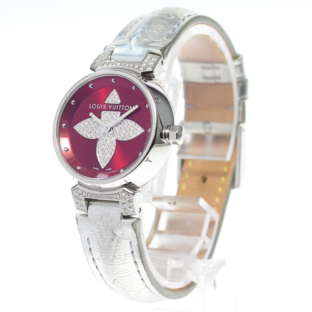 LOUIS VUITTON Tambour Forever Q121L diamond Red Dial Quartz Ladies Watch_861034