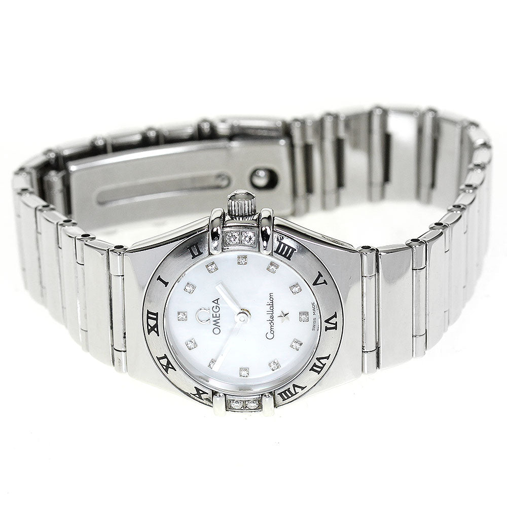 OMEGA Constellation My Choice 1566.76 12P side diamond White shell Dial Quartz Ladies Watch_861329