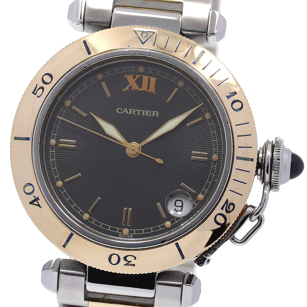 CARTIER Pasha C W31016N1 YG2 tone date Gray Dial Automatic Men's Watch_861417