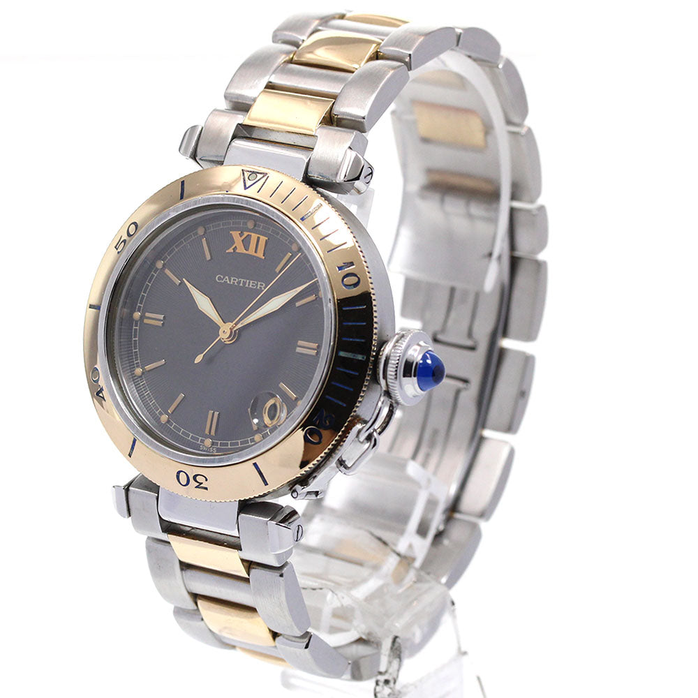 CARTIER Pasha C W31016N1 YG2 tone date Gray Dial Automatic Men's Watch_861417
