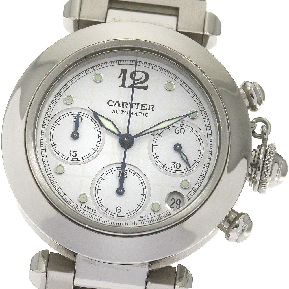 CARTIER Pasha C Chrono W31039M7 Chronograph white Dial Automatic Boy's_861492