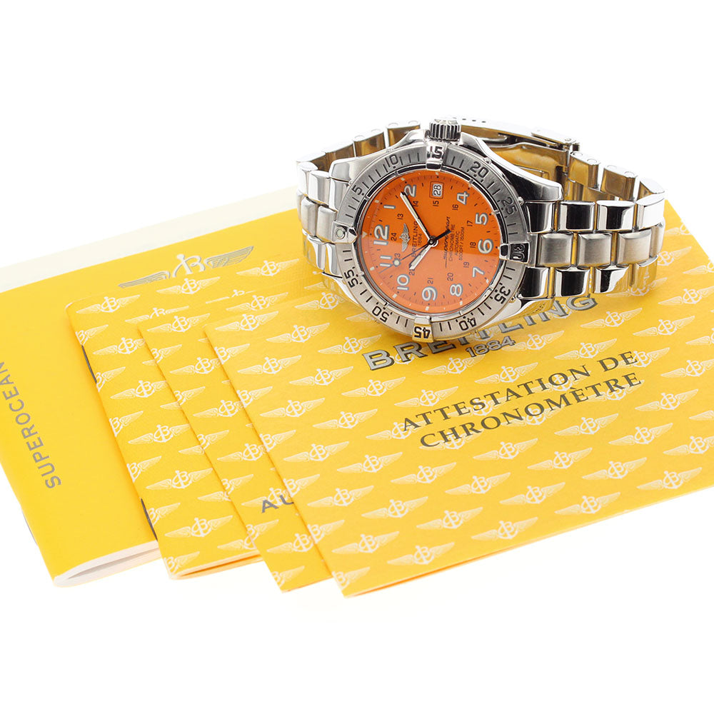 BREITLING Super Ocean A17360 Date Orange Dial Automatic Men's Watch_861580