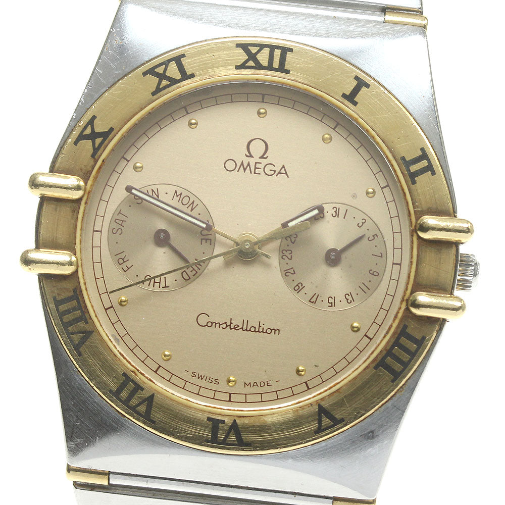 OMEGA Constellation day date half bar Gold Dial Quartz Men's Watch_861620