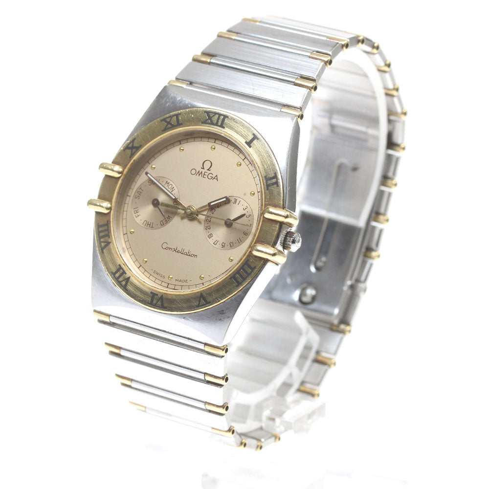 OMEGA Constellation day date half bar Gold Dial Quartz Men's Watch_861620