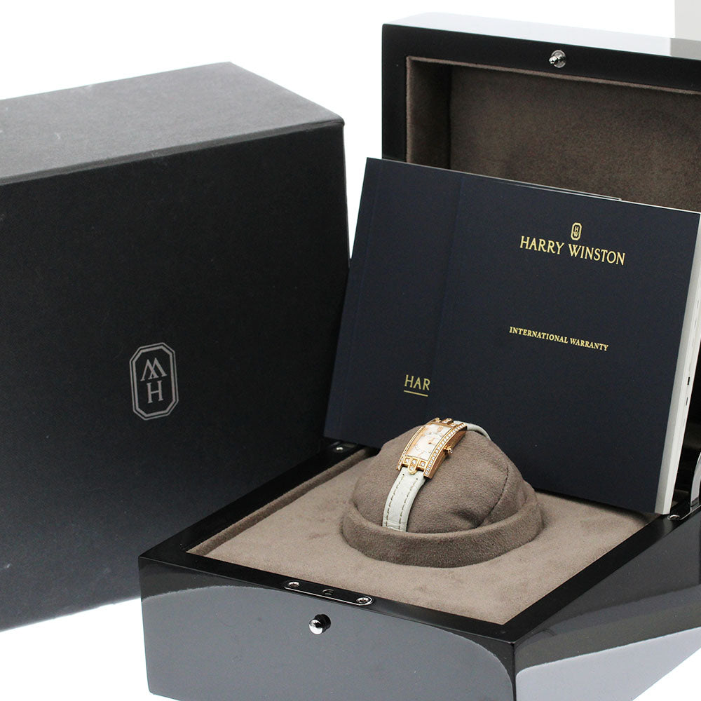 HARRY WINSTON Avenue C Mini AVCQHM16RR037 K18PG diamond bezel beige Dial Quartz Ladies Watch_861658