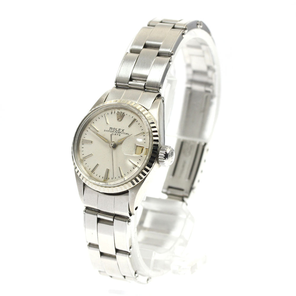ROLEX Oyster perpetual date 6517 Cal.1130 Redone dial WG bezel Silver Dial Automatic Ladies Watch_861735
