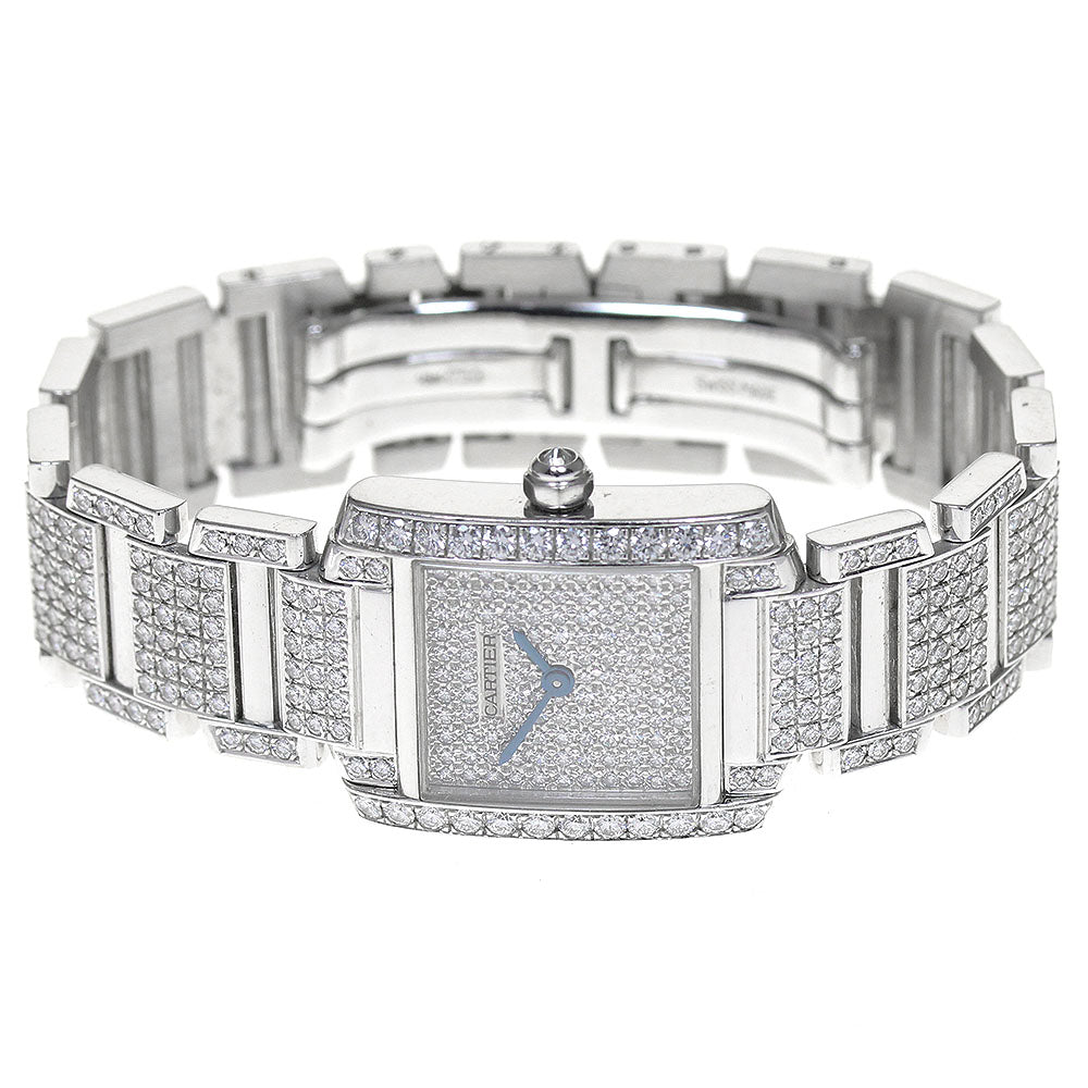 CARTIER Tank francaise SM W5001256 K18WG After Diamond Silver Dial Quartz Ladies Watch_861897