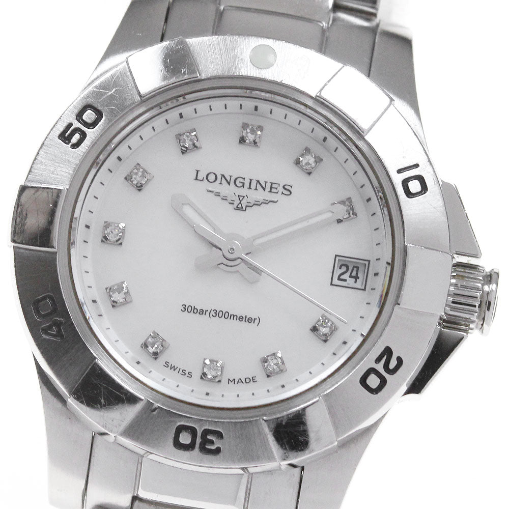 LONGINES Hydro Conquest L3.198.4 11P diamond White shell Dial Quartz Ladies Watch_861904
