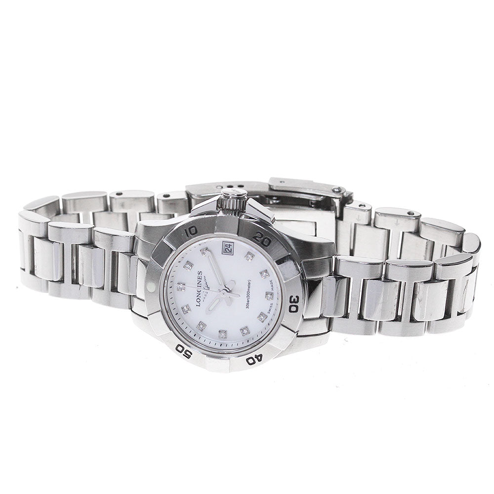 LONGINES Hydro Conquest L3.198.4 11P diamond White shell Dial Quartz Ladies Watch_861904