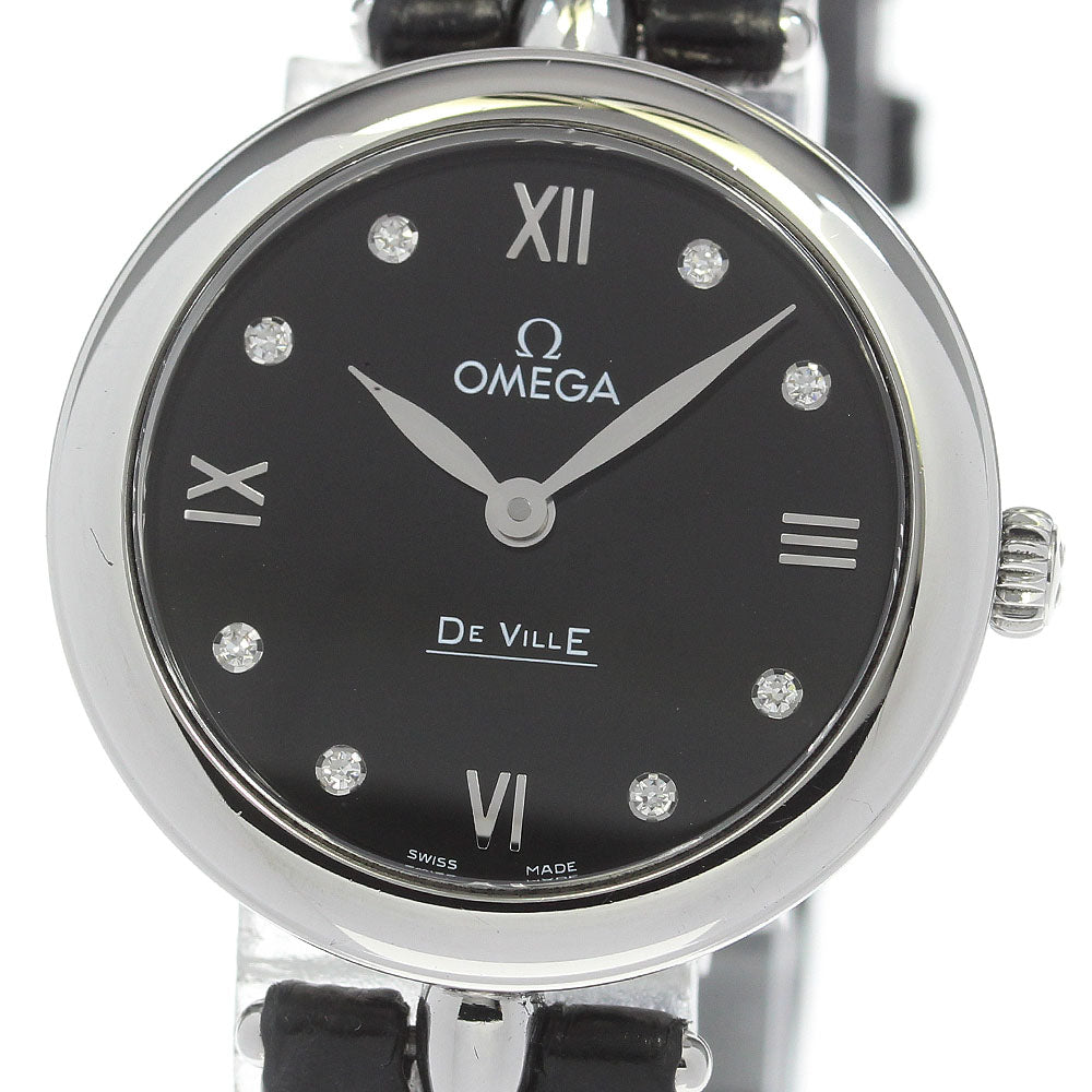 OMEGA De Ville Prestige Dewdrop 424.13.27.60.51.001 8P diamond black Dial Quartz Ladies Watch_861930
