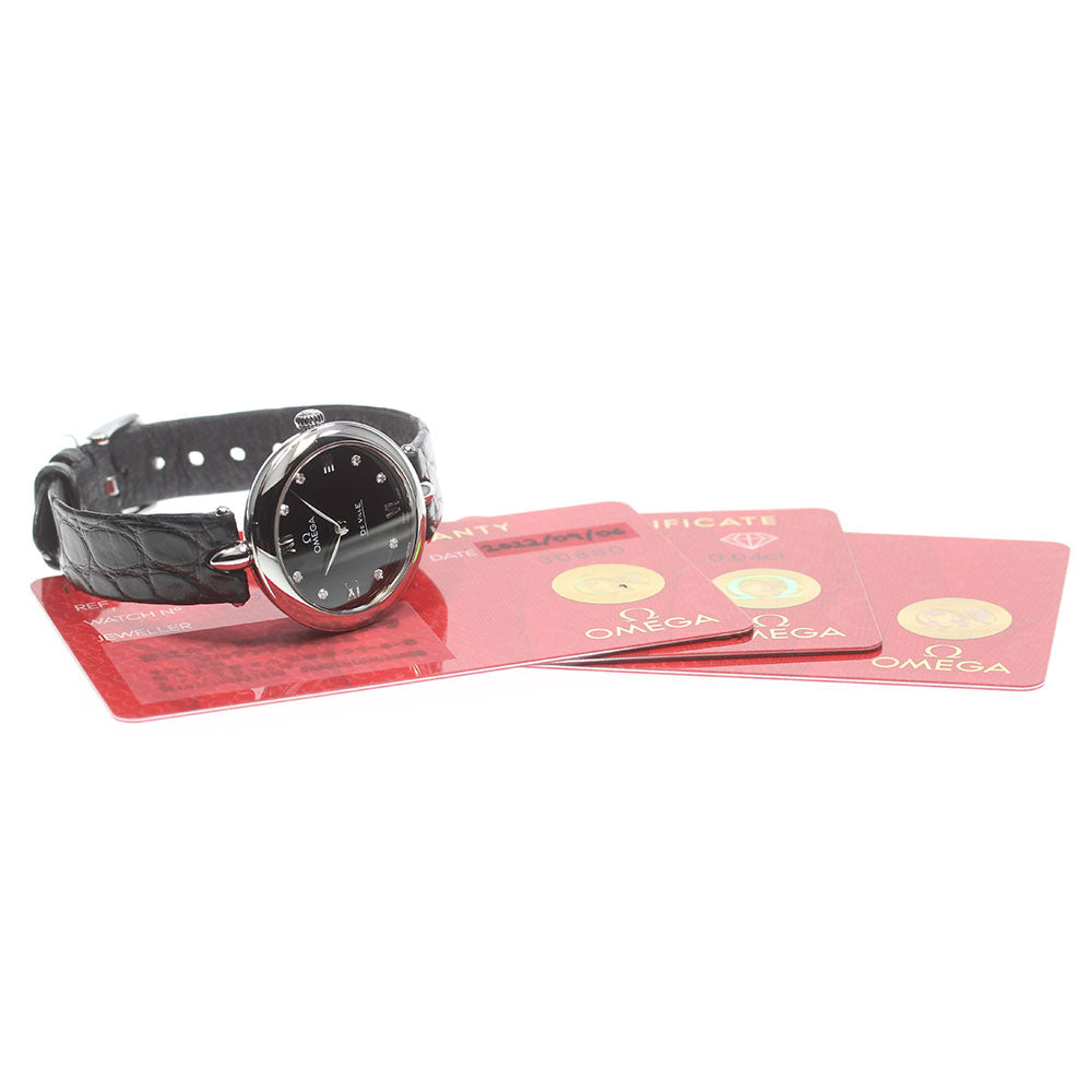OMEGA De Ville Prestige Dewdrop 424.13.27.60.51.001 8P diamond black Dial Quartz Ladies Watch_861930