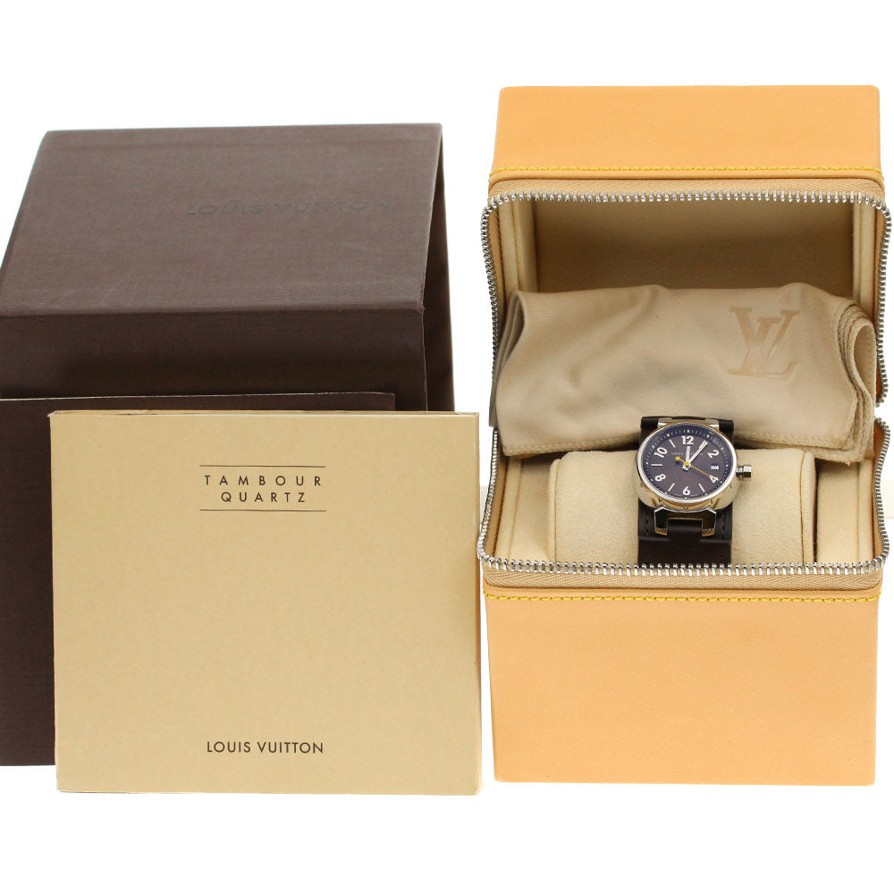 LOUIS VUITTON Tambour Q1211 Date Brown Dial Quartz Ladies Watch_861951