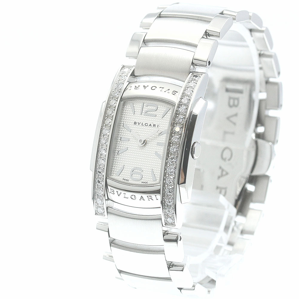 BVLGARI Assioma AA35S side diamond bezel Silver Dial Quartz Ladies Watch_862150