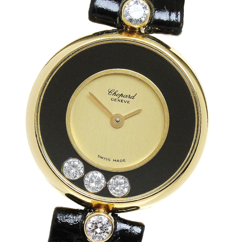 Chopard Happy diamond Ref.20/3905 K18YG 3P Diamond Gold / Black Dial Quartz Ladies Watch_862183