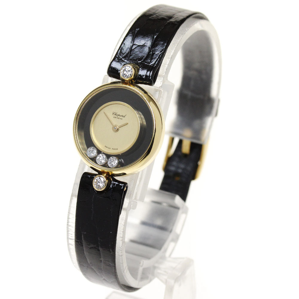 Chopard Happy diamond Ref.20/3905 K18YG 3P Diamond Gold / Black Dial Quartz Ladies Watch_862183